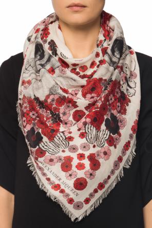 Patterned shawl with a floral and skull motif, zdjęcie 2 Patterned shawl with a floral and skull motif od Alexander McQueen